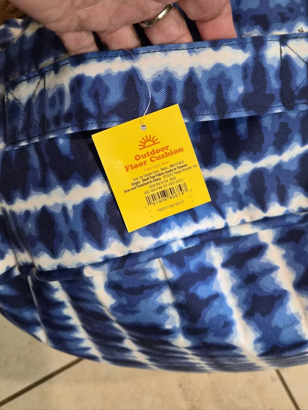 Round Blue Tie-Dye Floor Cushion/Ottoman - Home Accents NWT - Picture 2 of 4